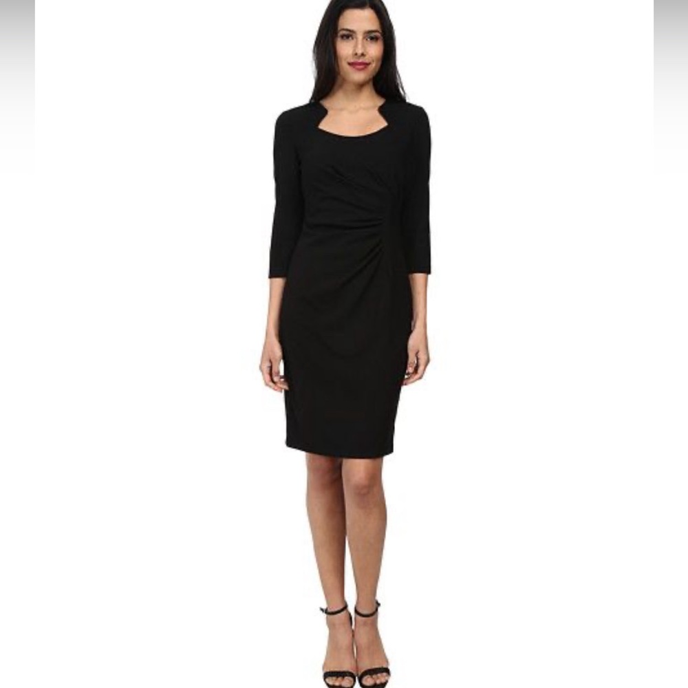 🎉 Calvin Klein Black Red Inner Lined Sheath Dress Former $198 Womens Sz 10 EUC